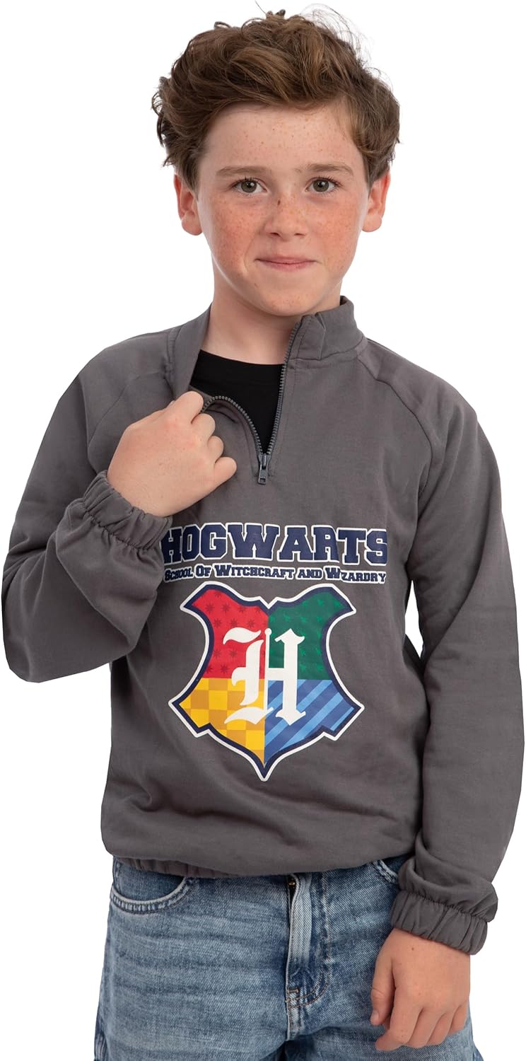Harry Potter Sweater With Zip, Hogwarts Kids Jumper, Boys Sweater With Quarter Zip, Cotton Boys Clothes - Image 3